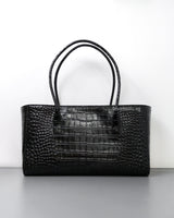 Chanel Cerf Tote Black Crocodile Embossed Calfskin Gold Hardware-back