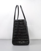 Chanel Cerf Tote Black Crocodile Embossed Calfskin Gold Hardware-side