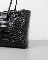 Chanel Cerf Tote Black Crocodile Embossed Calfskin Gold Hardware-details