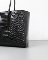 Chanel Cerf Tote Black Crocodile Embossed Calfskin Gold Hardware-details