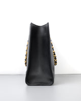 Chanel Matelassé Tote Bag Black Calfskin Brushed Gold Hardware-side