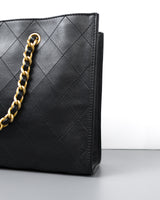 Chanel Matelassé Tote Bag Black Calfskin Brushed Gold Hardware-details