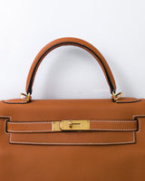 Hermes Kelly Retourne 28 | Gold Togo Gold Hardware-details