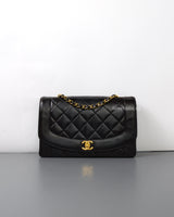 Chanel Vintage Diana Medium | Black Lambskin 24K Gold Hardware-front1