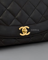 Chanel Vintage Diana Medium | Black Lambskin 24K Gold Hardware-details