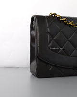 Chanel Vintage Diana Medium | Black Lambskin 24K Gold Hardware-details