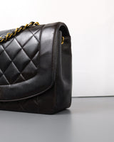 Chanel Vintage Diana Medium | Black Lambskin 24K Gold Hardware-details