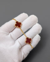 Van Cleef & Arpels VCA Vintage Alhambra Bracelet 5-motif | Carnelian 18K Gold-front1