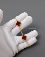 Van Cleef & Arpels VCA Vintage Alhambra Bracelet 5-motif | Carnelian 18K Gold-back