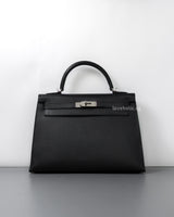 Hermes Kelly Sellier 32 | Black Epsom Palladium Hardware-front1