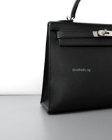 Hermes Kelly Sellier 32 | Black Epsom Palladium Hardware-details