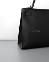 Hermes Kelly Sellier 32 | Black Epsom Palladium Hardware-details