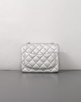 Chanel Classic Flap Mini Square | 21P Metallic Silver Lambskin Silver Hardware-back