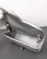 Chanel Classic Flap Mini Square | 21P Metallic Silver Lambskin Silver Hardware-details