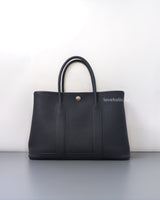 Hermes Garden Party 30 | 76 Bleu Indigo  Veau Negonda Palladium Hardware-front1