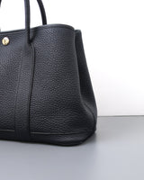 Hermes Garden Party 30 | 76 Bleu Indigo  Veau Negonda Palladium Hardware-details