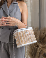 Chanel Vanity Case Beige x White Ratten/Shiny Calfskin Silver Hardware-model