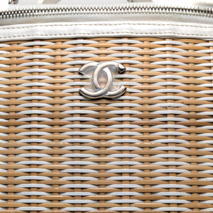 Vanity Case Beige x White Ratten/Shiny Calfskin Silver Hardware