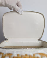 Chanel Vanity Case Beige x White Ratten/Shiny Calfskin Silver Hardware-details