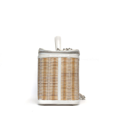 Vanity Case Beige x White Ratten/Shiny Calfskin Silver Hardware