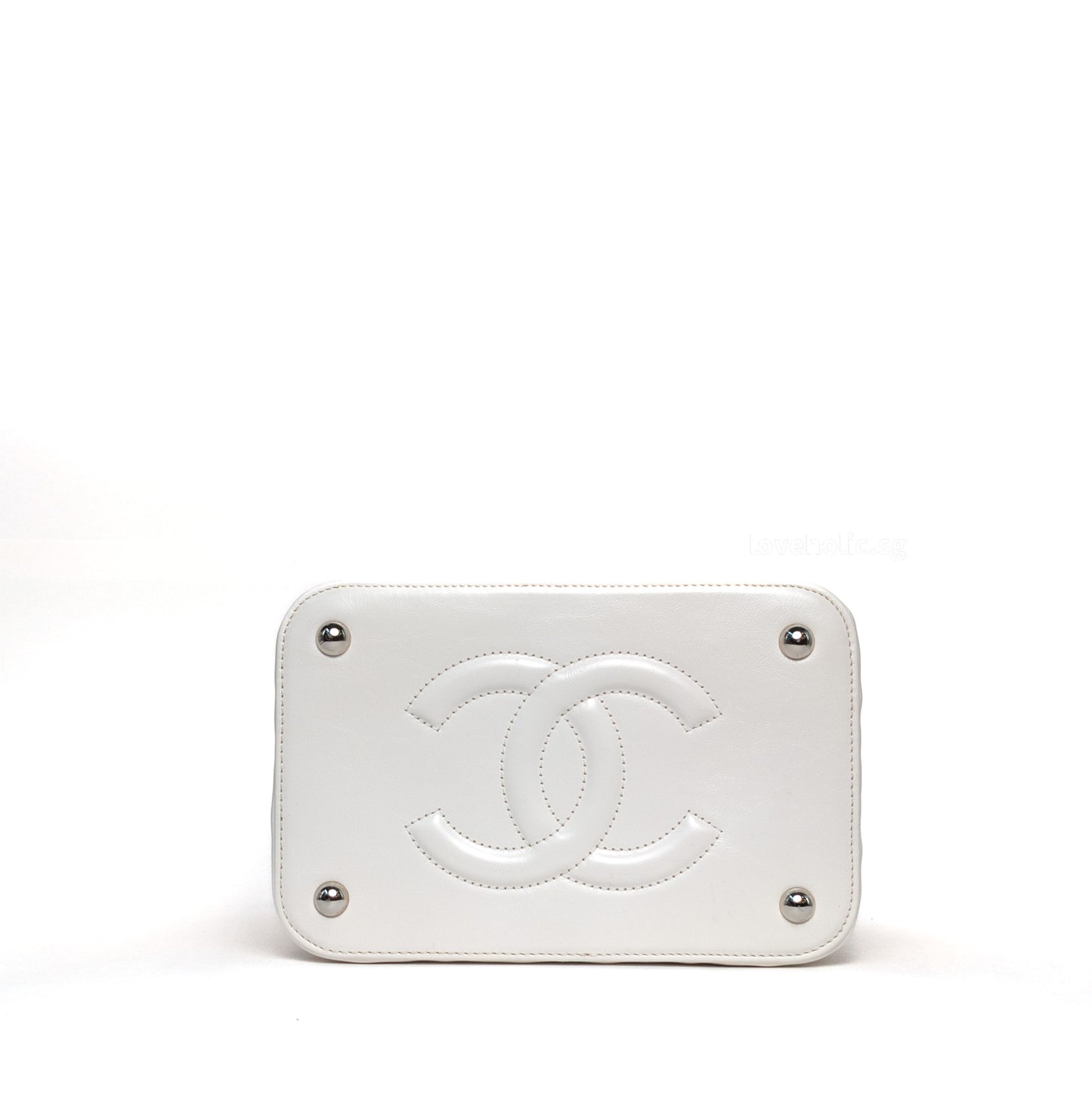 Vanity Case Beige x White Ratten/Shiny Calfskin Silver Hardware