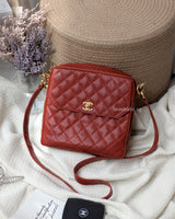 Chanel Vintage Camera Bag with CoCo Crush Ball  | Red Caviar 24K Gold Hardware