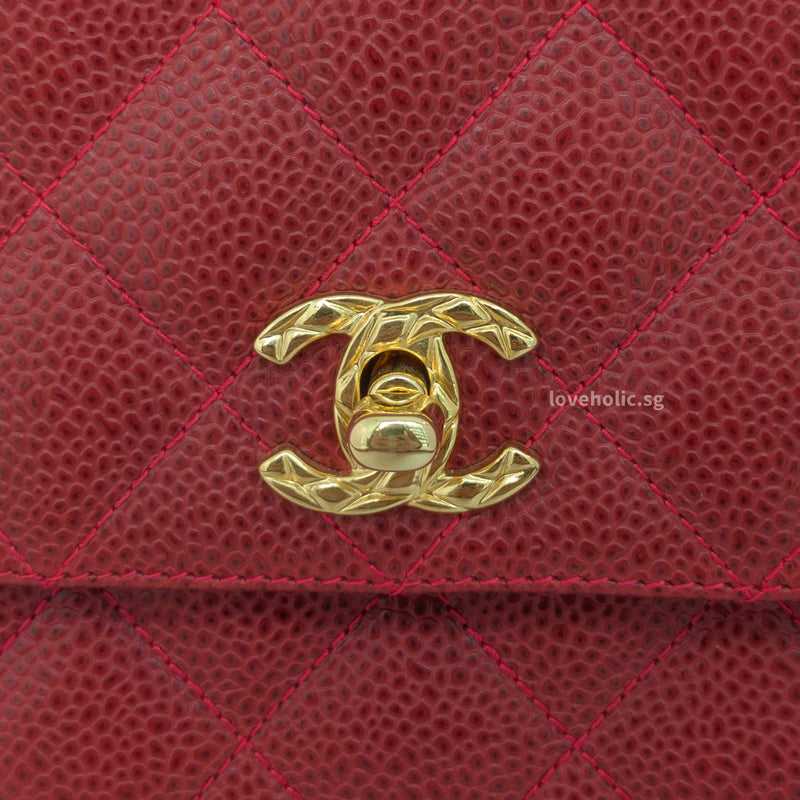 Chanel Vintage Camera Bag with CoCo Crush Ball  | Red Caviar 24K Gold Hardware