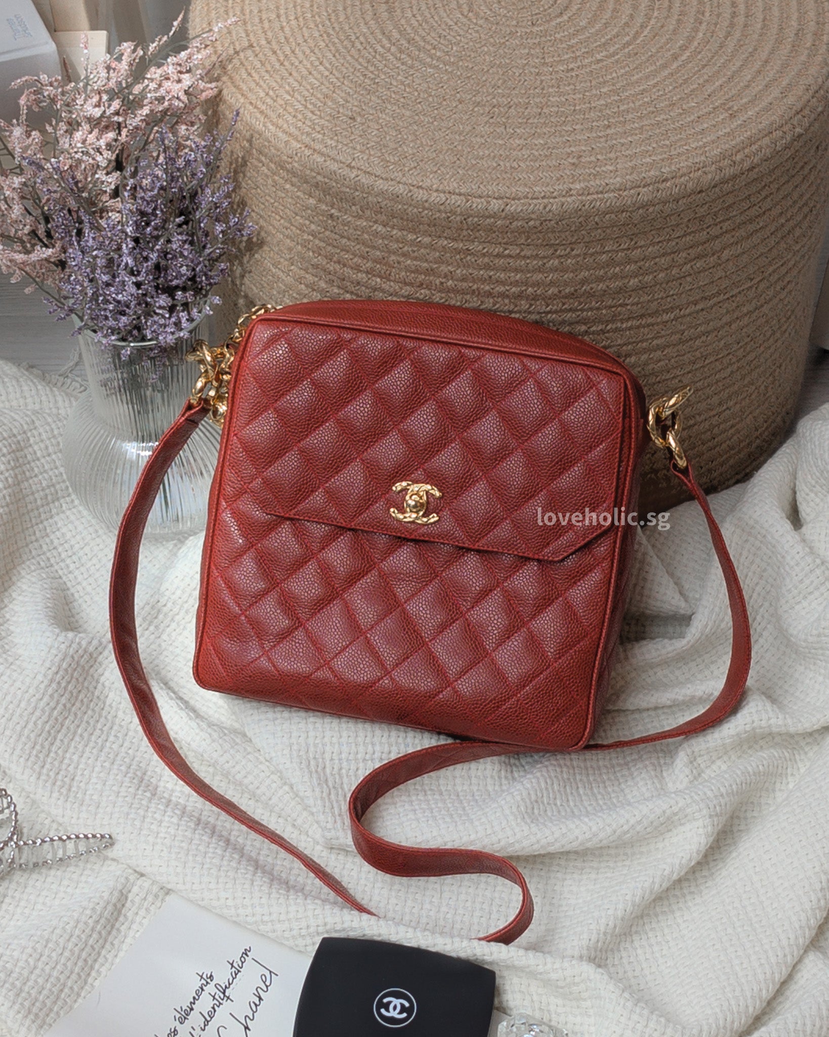 Vintage Chanel Camera Bag in red with tassle, Luxury, Bags