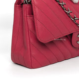 Chanel Classic Flap Chervon Small | 18C Raspberry red Caviar Silver Hardware