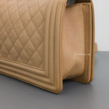 Chanel Boy Old Medium | Beige Caviar Silver Hardware-details