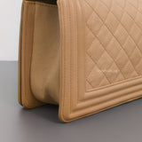 Chanel Boy Old Medium | Beige Caviar Silver Hardware-details