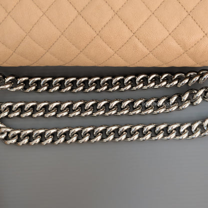 Chanel Boy Old Medium | Beige Caviar Silver Hardware-details