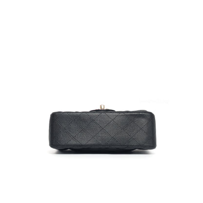 Chanel Classic Flap Mini Rectangle  | 17C Black Caviar Light Gold Hardware