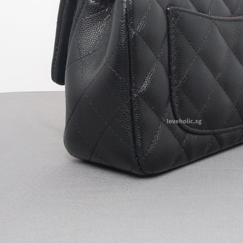 Classic Flap Mini Rectangle | 17B/17C Black Caviar Light Gold Hardware