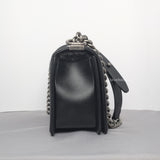 Chanel Boy Medium | Black Caviar Ruthenium Hardware-details