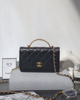 Chanel Wallet On Chain With Top Handle | 22S Black Caviar Brushed Gold Hardware-main