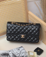 Chanel Classic Flap Medium | Black Caviar Light Gold Hardware-main