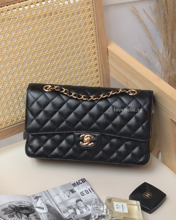 Chanel Classic Flap Medium | Black Caviar Light Gold Hardware-main