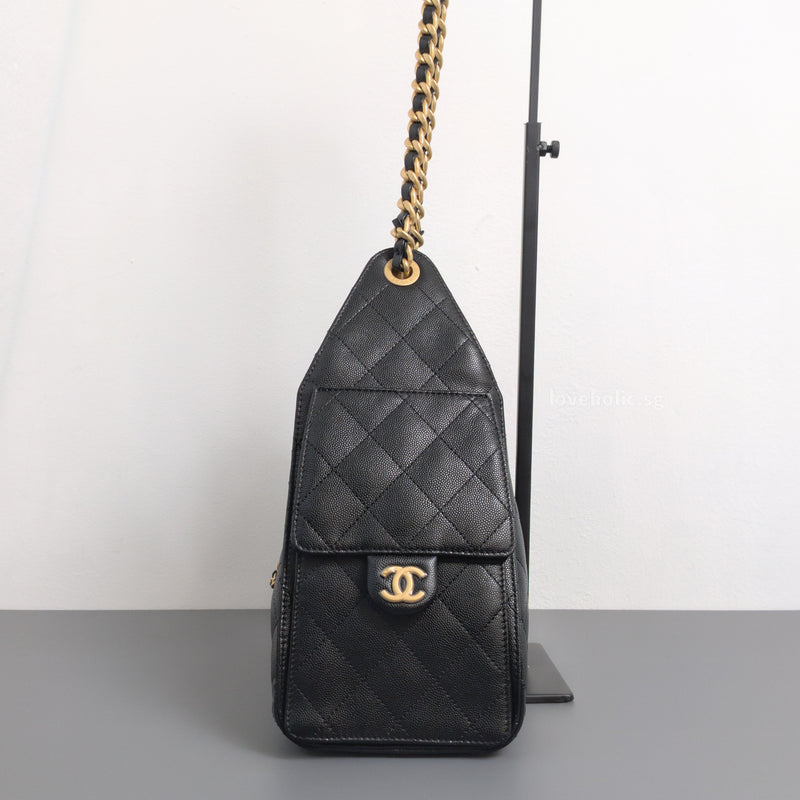 Chanel 25 | Black Grained Calfskin Gold Hardware-details