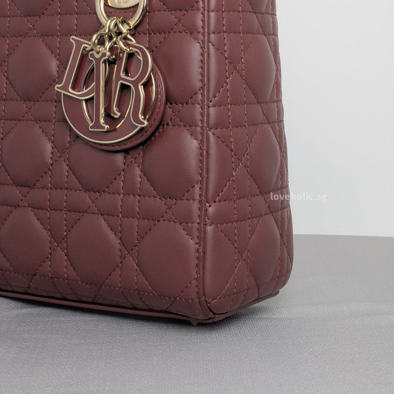 My ABC Lady Dior Small | Burgundy Lambskin Light Gold Hardware