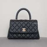 Chanel Coco Handle Small | 20K Midnight Blue Caviar Light Gold Hardware-whitebackground