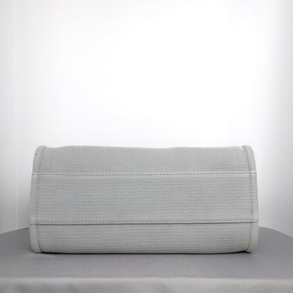 Deauville Shopping Tote 23B Grey Canvas Light Gold Hardware