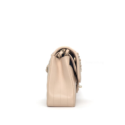 Chanel Classic Flap Chervon Small | 21S Light Beige Caviar Gold Hardware