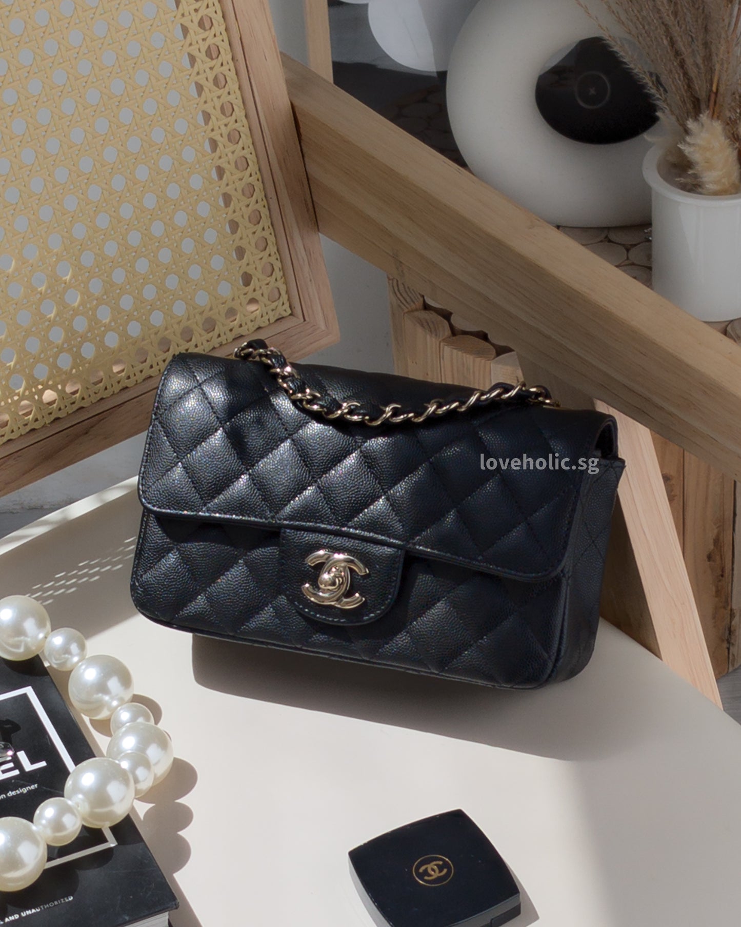 Chanel Mini Rectangle  | 17C Black Caviar Light Gold Hardware-main