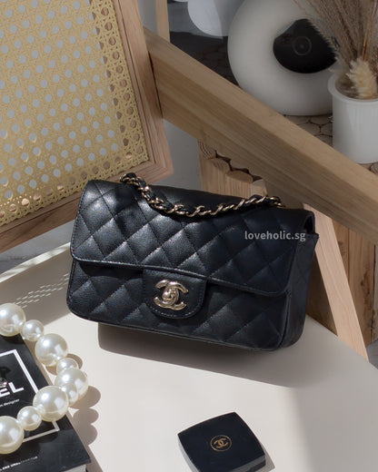 Chanel Mini Rectangle  | 17C Black Caviar Light Gold Hardware-main