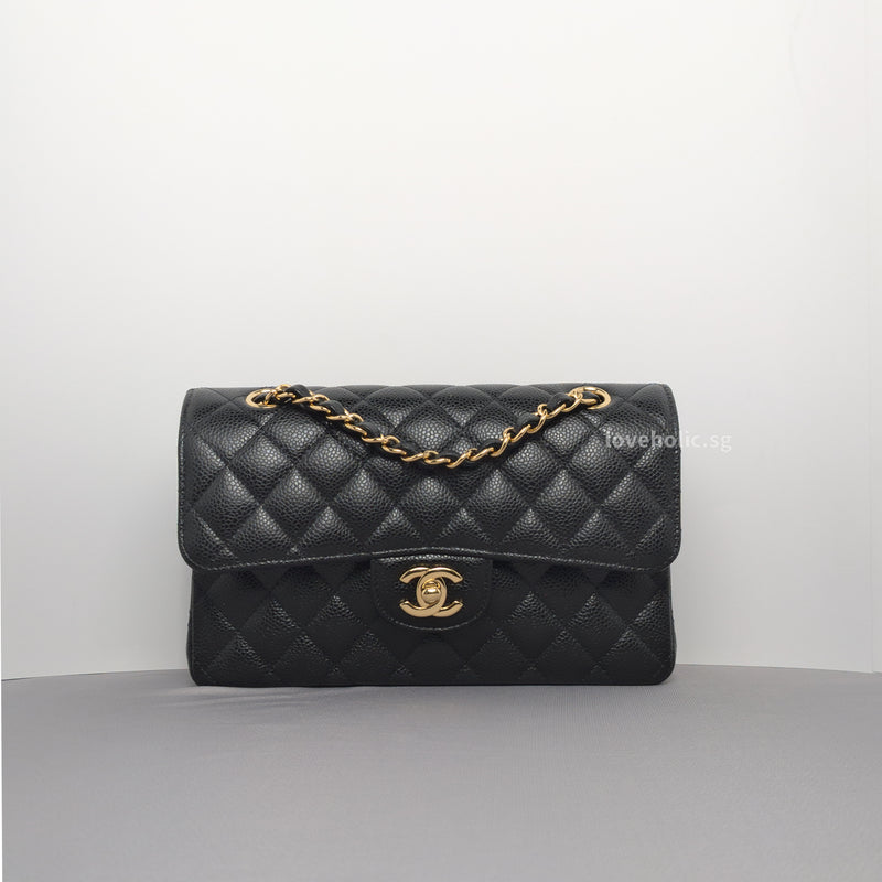 Chanel Classic Flap Small | Black Caviar Gold Hardware-whitebackground