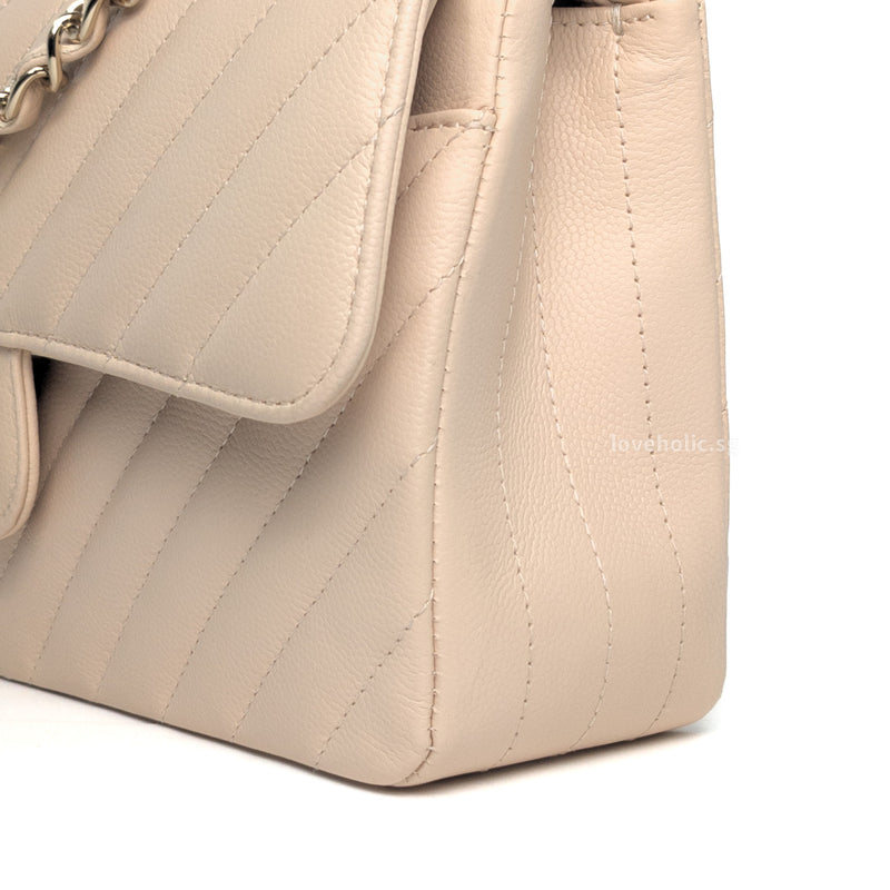 Chanel Classic Flap Chervon Small | 21S Light Beige Caviar Gold Hardware