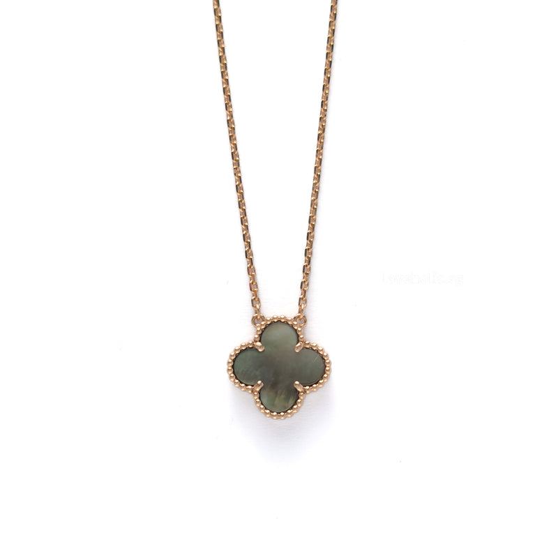 Van Cleef & Arpels VCA Vintage Alhambra Necklace  | Mother of Pearl Grey  18K Rose Gold Hardware