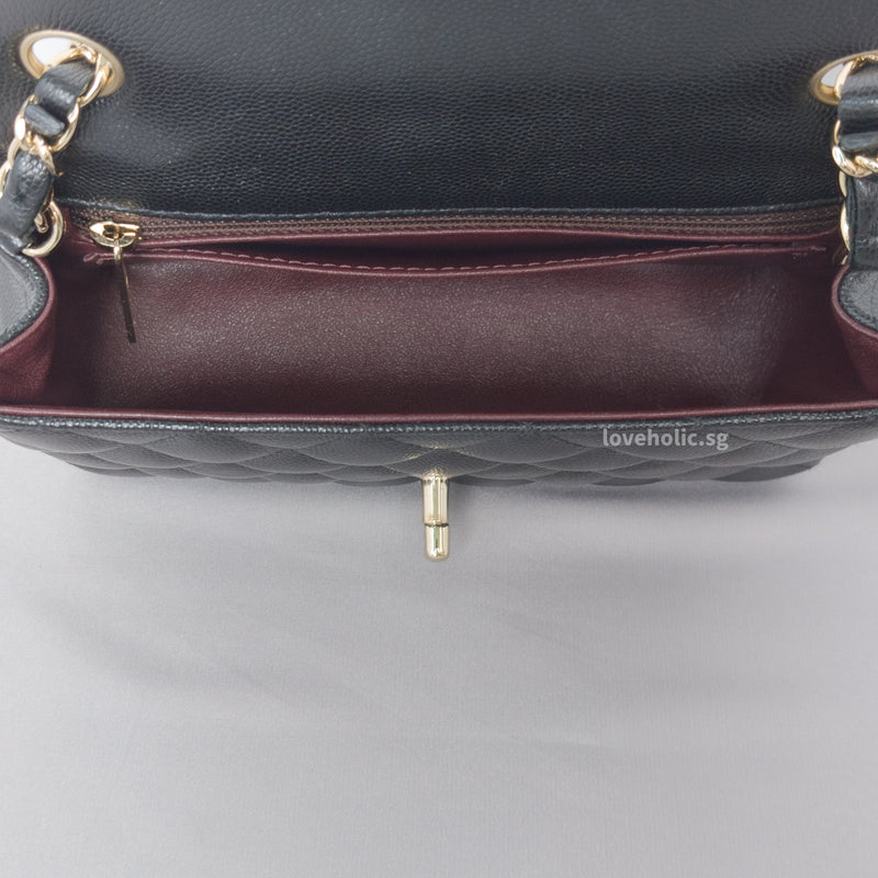 Classic Flap Mini Rectangle | 17B/17C Black Caviar Light Gold Hardware
