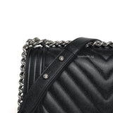 Chanel Boy Chervon Old Medium | Black Caviar Silver Hardware